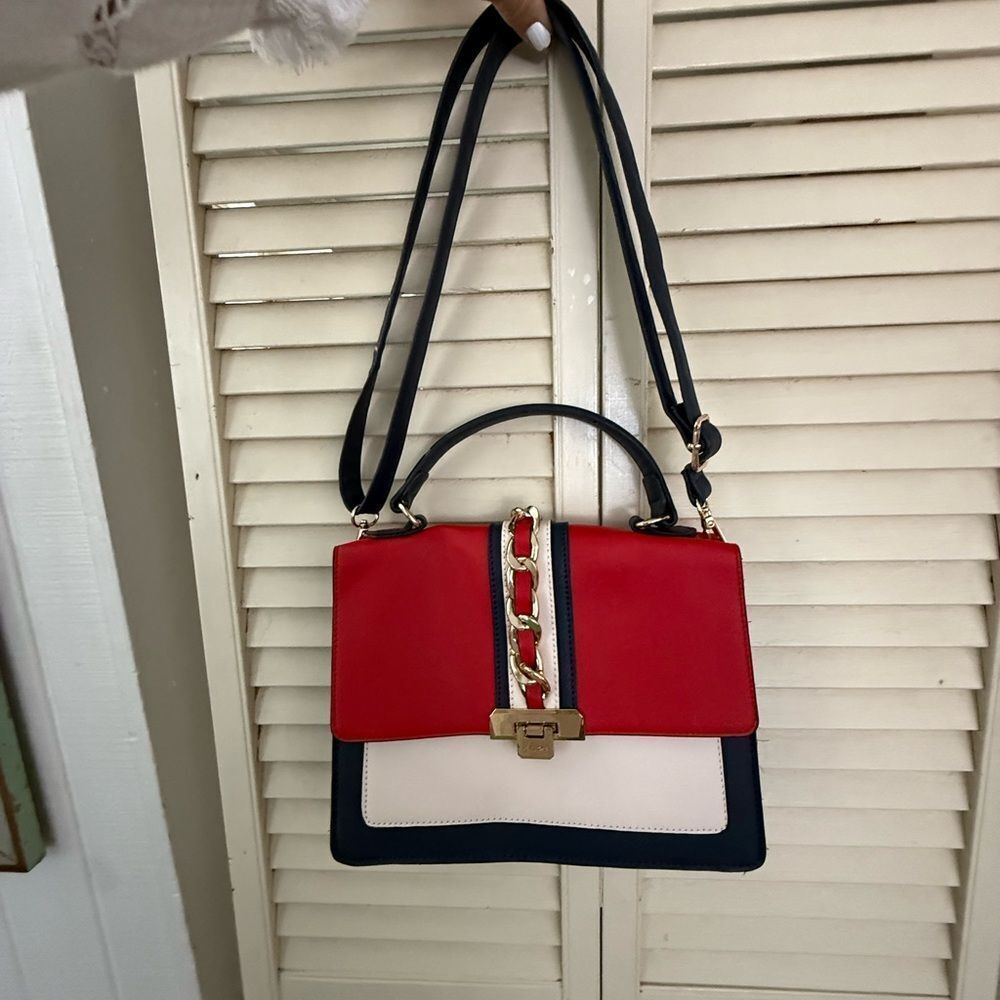 Aldo Red, Black, and Cream Satchel
